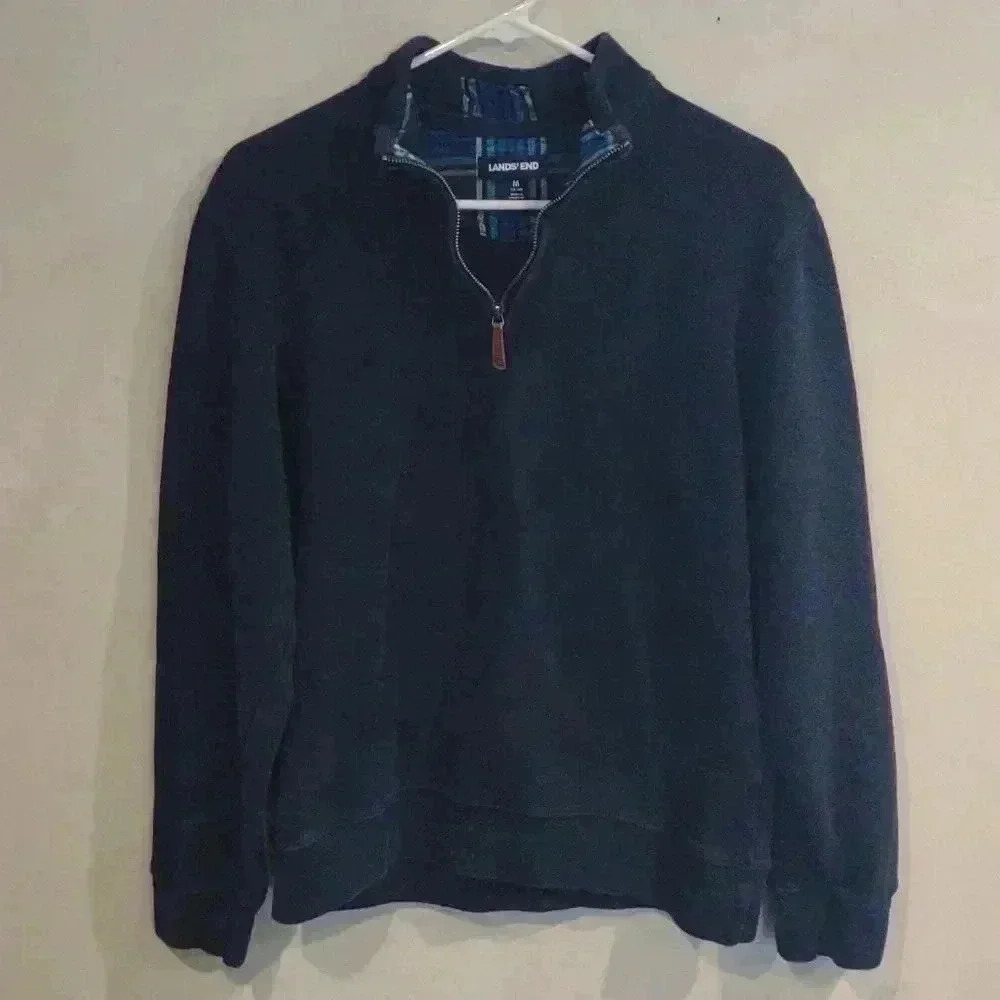 Men's Lands End Navy 3/4 zip pullover size med